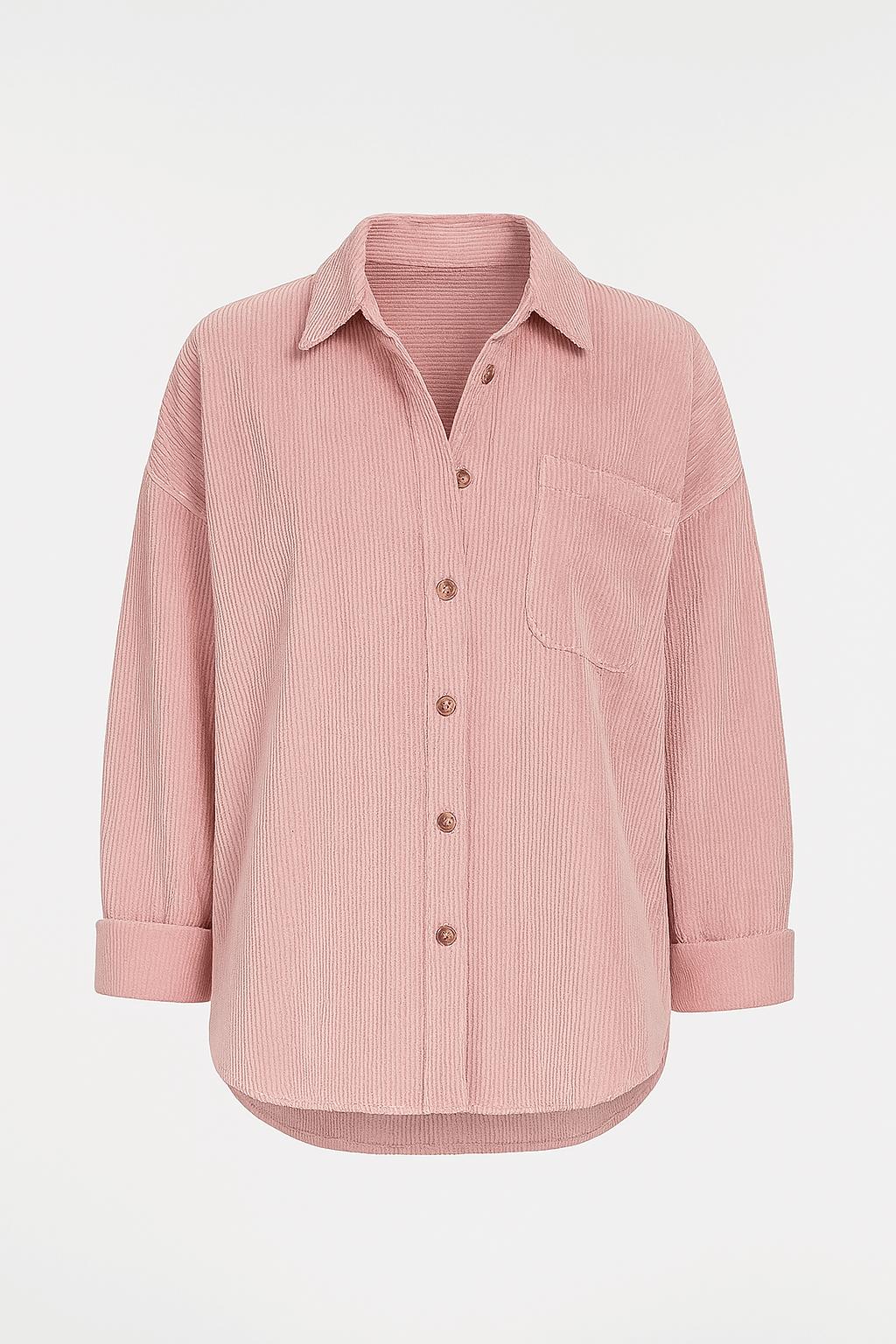 Button-down corduroy shirt - Front pocket - Rolled cuffs | Tanzanix Eclat-Tanzanix