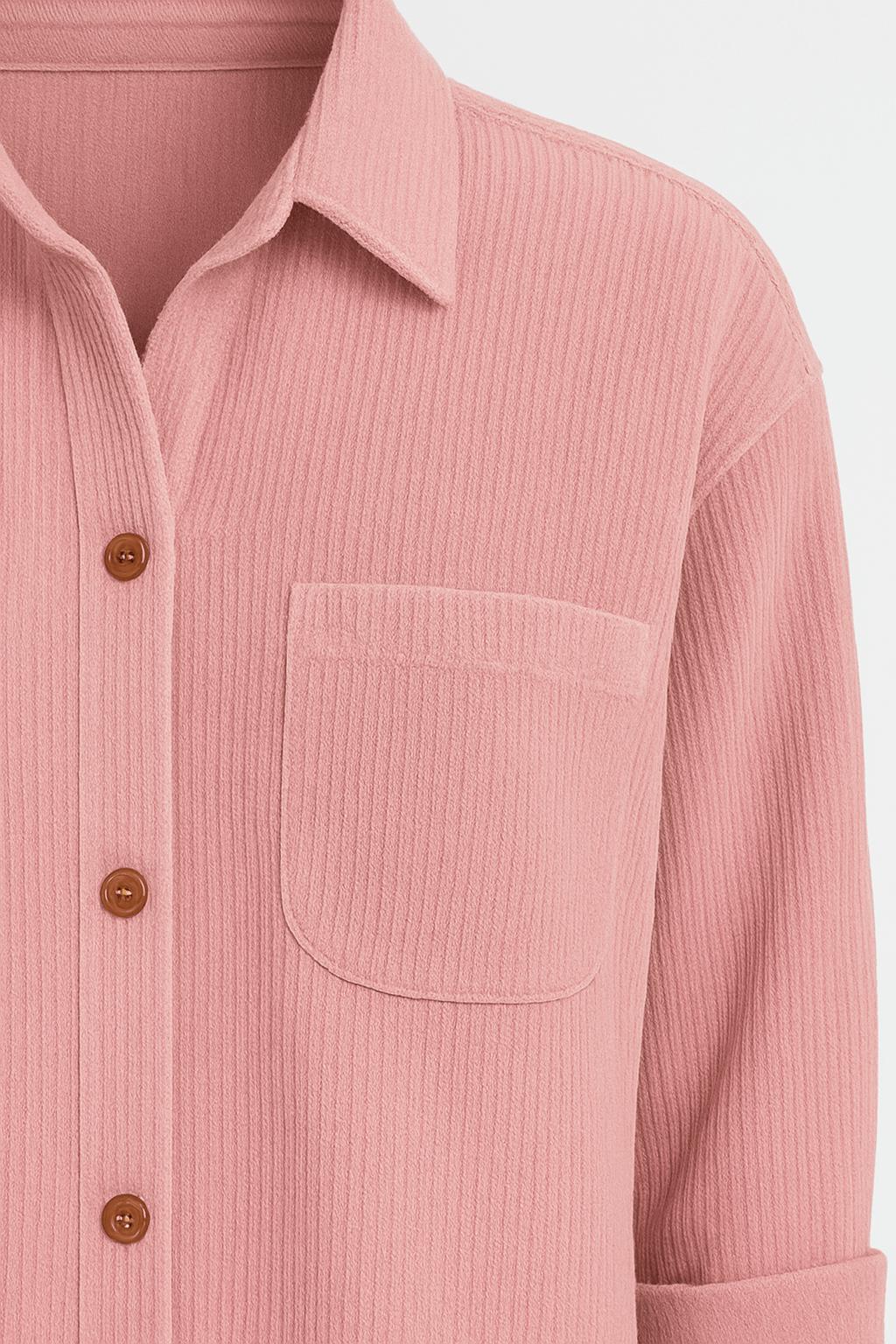 Button-down corduroy shirt - Front pocket - Rolled cuffs | Tanzanix Eclat-Tanzanix