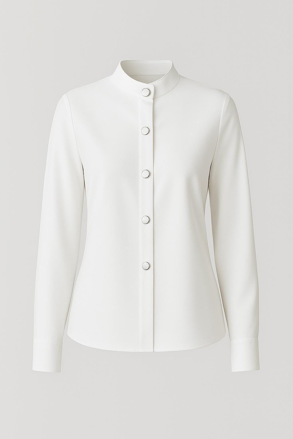 Minimalist Blouse – Stand Collar – Hidden Button Closure | Tanzanix Eclat-Tanzanix