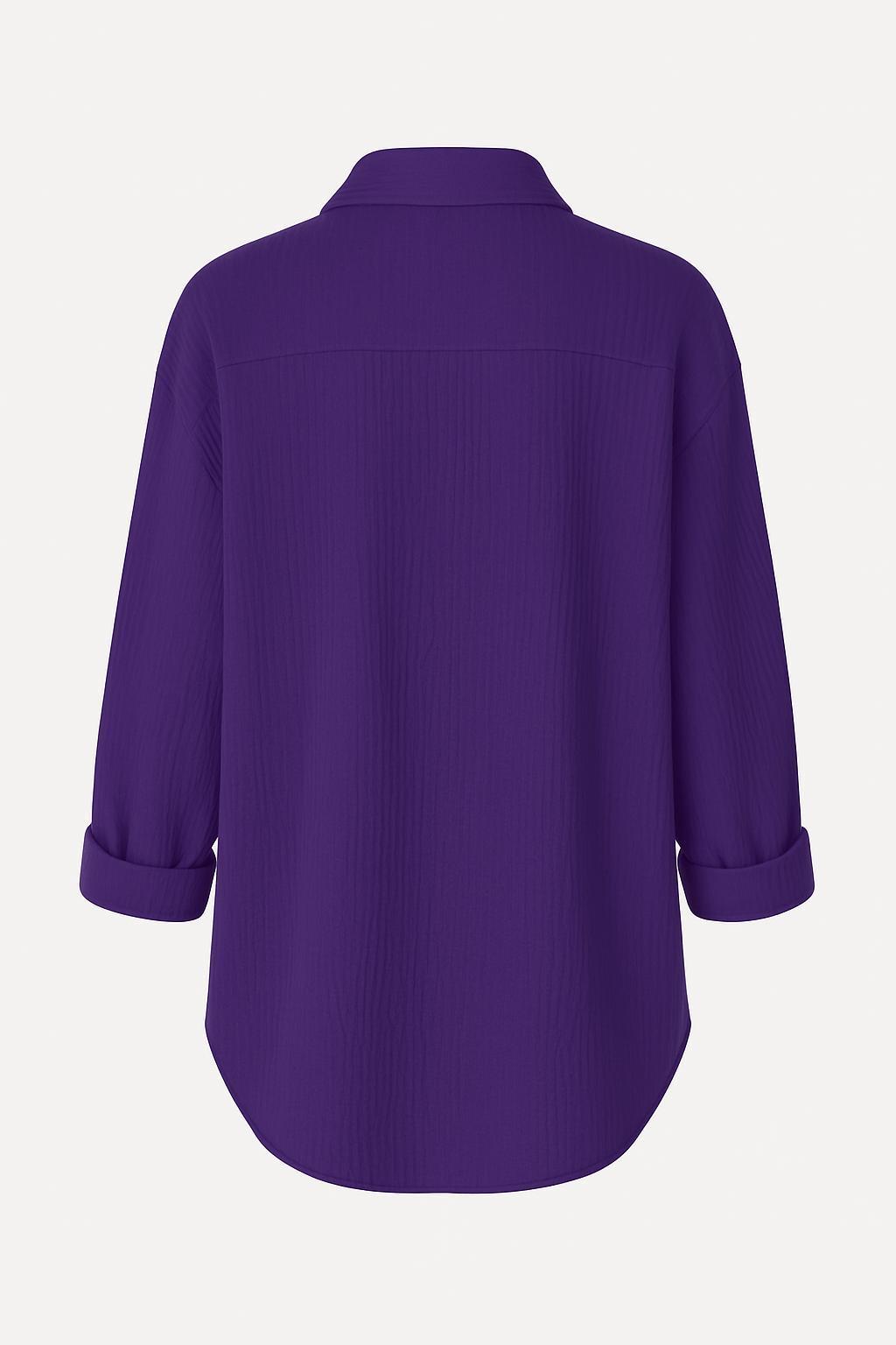 Ruched Button-Up Shirt – Front Pocket – Rolled Sleeves | Tanzanix Eclat-Tanzanix