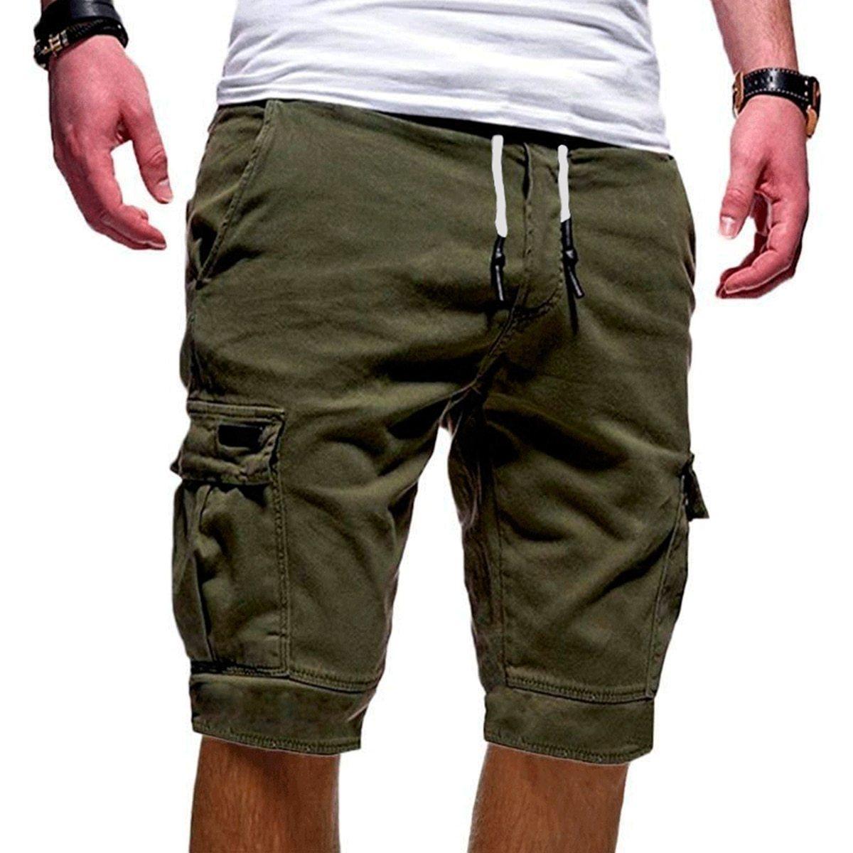 Tanzanix | Adjustable cargo shorts with large pockets-Apparel & Accessories > Clothing > Shorts > Cargo Shorts-Army Green-XS-Tanzanix