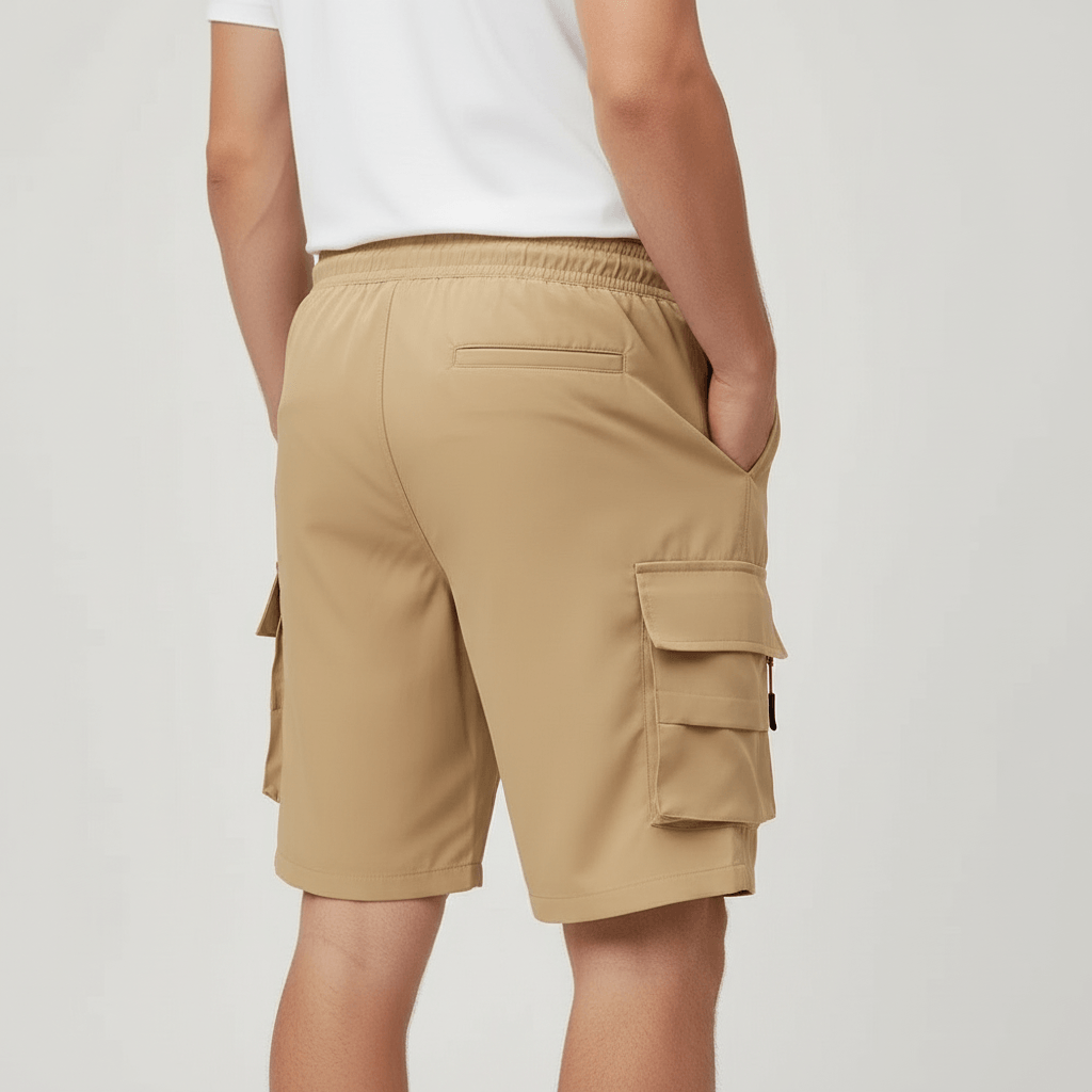 Tanzanix | Breathable cargo shorts with loose cut and zippered pockets-Apparel & Accessories > Clothing > Shorts > Cargo Shorts-Tanzanix