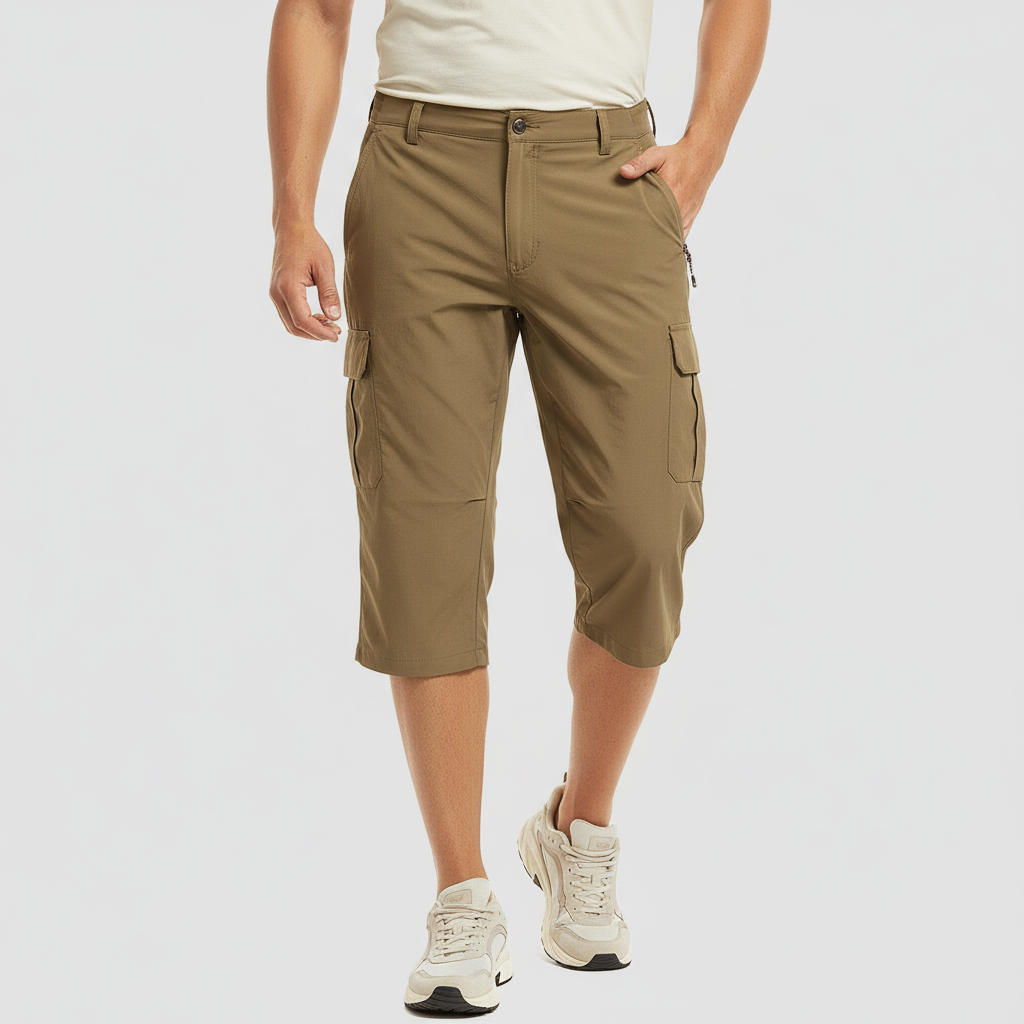 Tanzanix | Breathable cargo shorts with multiple pockets-Apparel & Accessories > Clothing > Shorts > Cargo Shorts-Khaki-S-Tanzanix