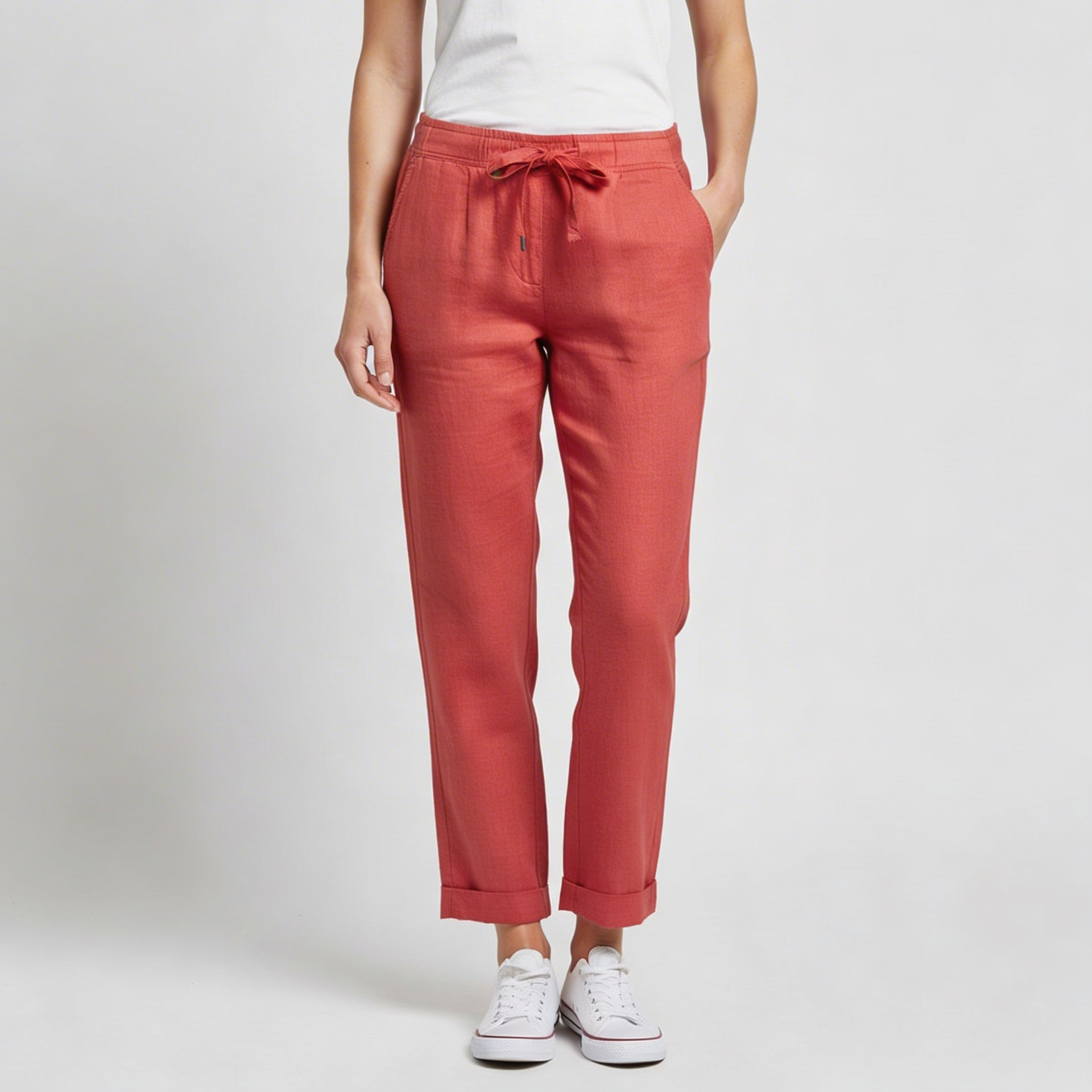 Tanzanix | Breathable linen trousers-Apparel & Accessories > Clothing > Pants > Trousers-Red-S-Tanzanix