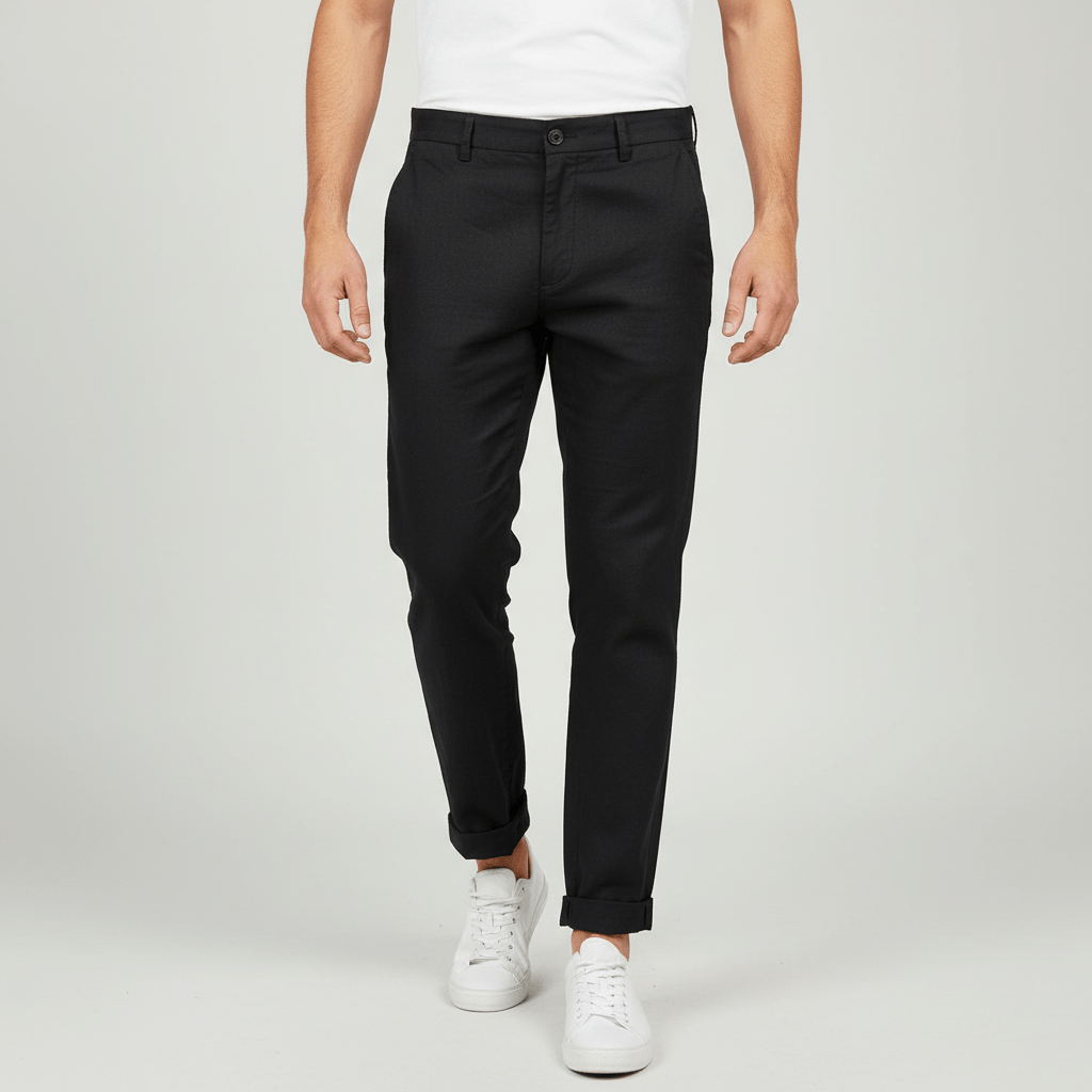 Tanzanix | Breathable linen trousers with pockets-Apparel & Accessories > Clothing > Pants > Trousers-Black-S-Tanzanix