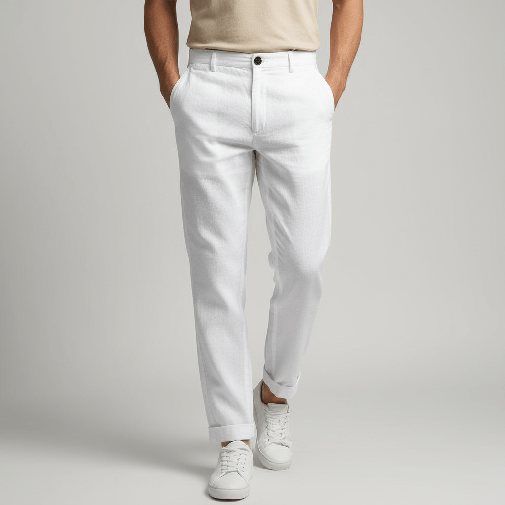 Tanzanix | Breathable linen trousers with pockets-Apparel & Accessories > Clothing > Pants > Trousers-White-S-Tanzanix