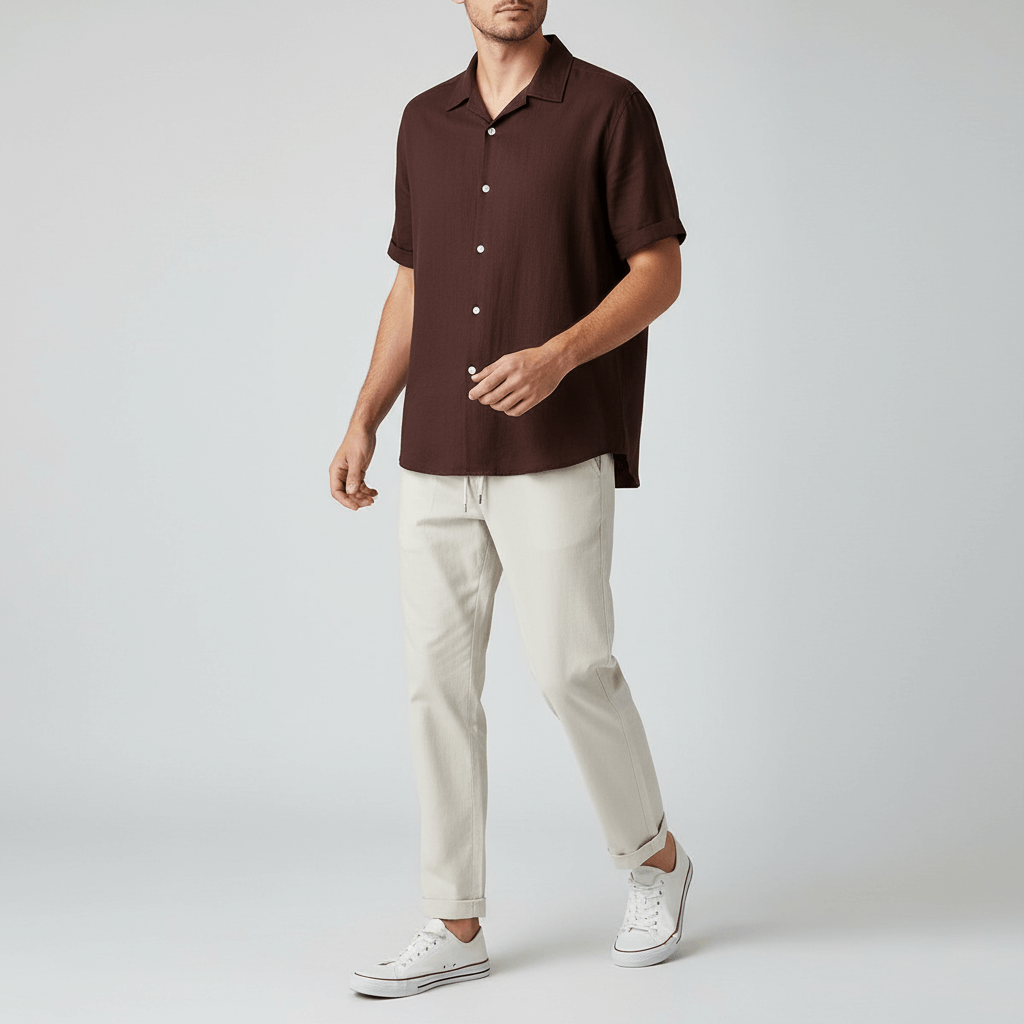 Tanzanix | Breathable linen two-piece set-Apparel & Accessories > Clothing > Outfit Sets-Brown-S-Tanzanix