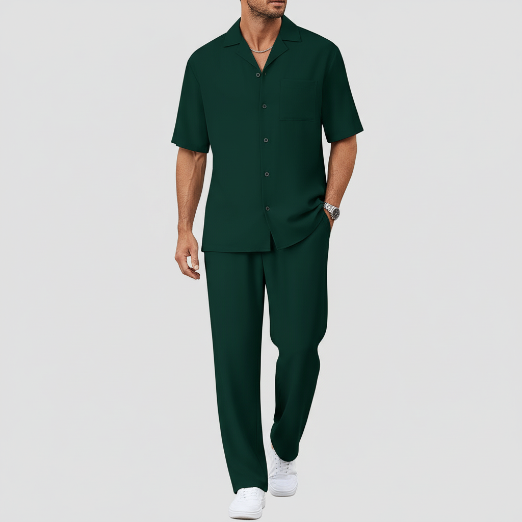 Tanzanix | Breathable polyester two-piece set-Apparel & Accessories > Clothing > Outfit Sets-Emerald Green-S-Tanzanix