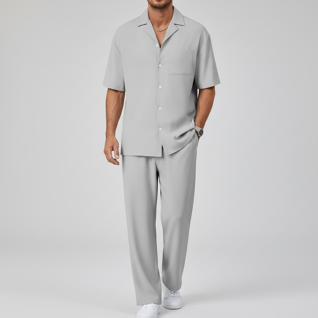 Tanzanix | Breathable polyester two-piece set-Apparel & Accessories > Clothing > Outfit Sets-Gray-S-Tanzanix