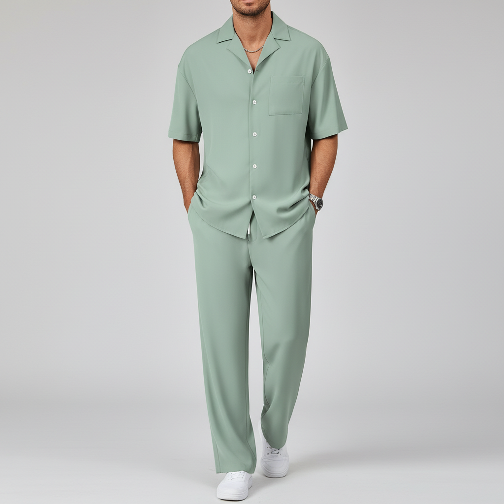 Tanzanix | Breathable polyester two-piece set-Apparel & Accessories > Clothing > Outfit Sets-Green-S-Tanzanix