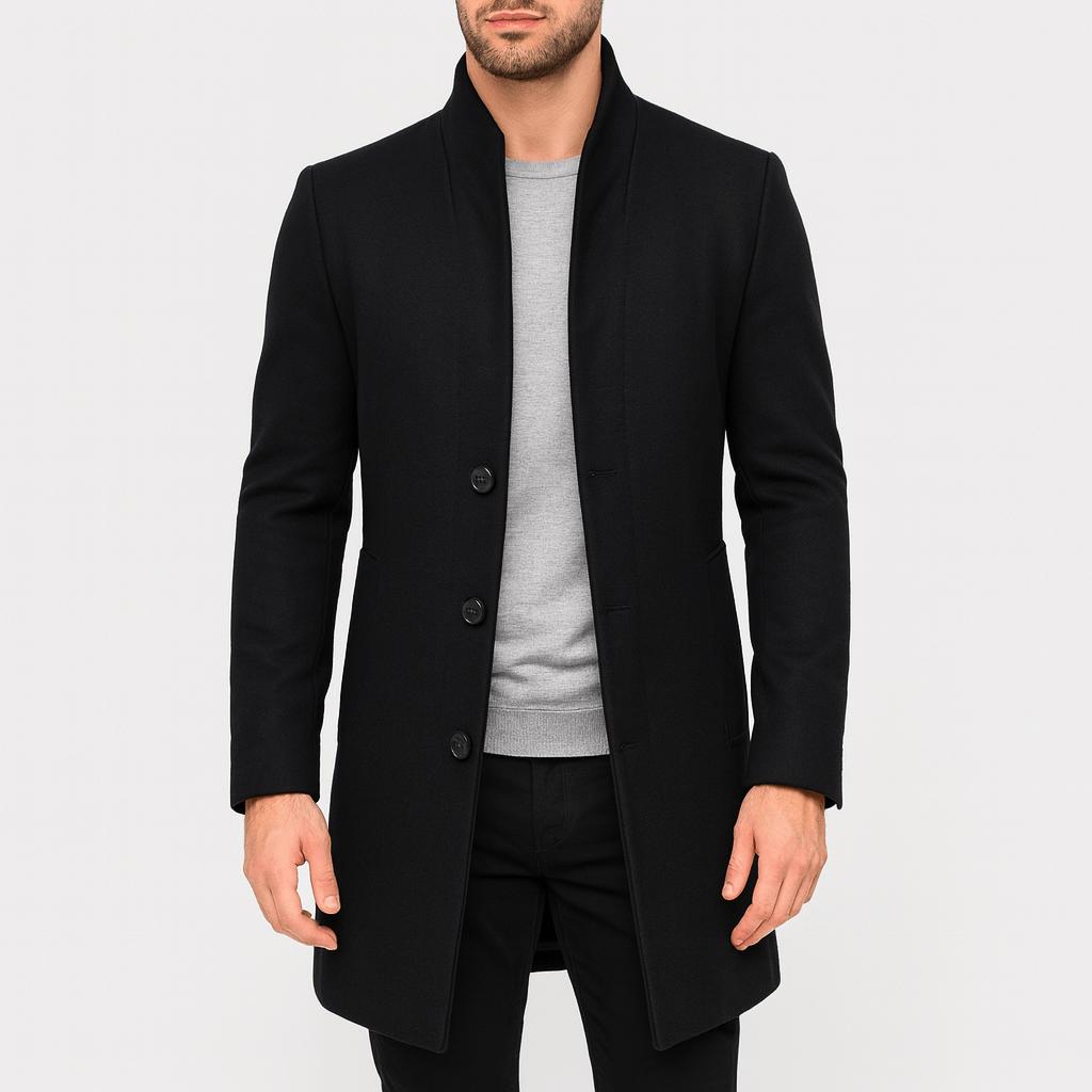 Tanzanix | Classic and versatile woolen coat-Apparel & Accessories > Clothing > Outerwear > Coats & Jackets > Overcoats-Black-XS-Tanzanix