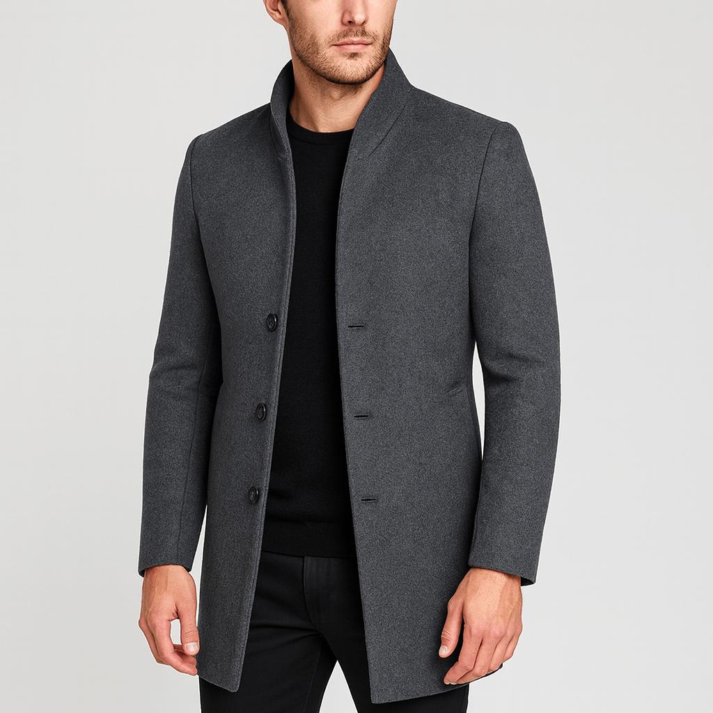 Tanzanix | Classic and versatile woolen coat-Apparel & Accessories > Clothing > Outerwear > Coats & Jackets > Overcoats-Gray-XS-Tanzanix