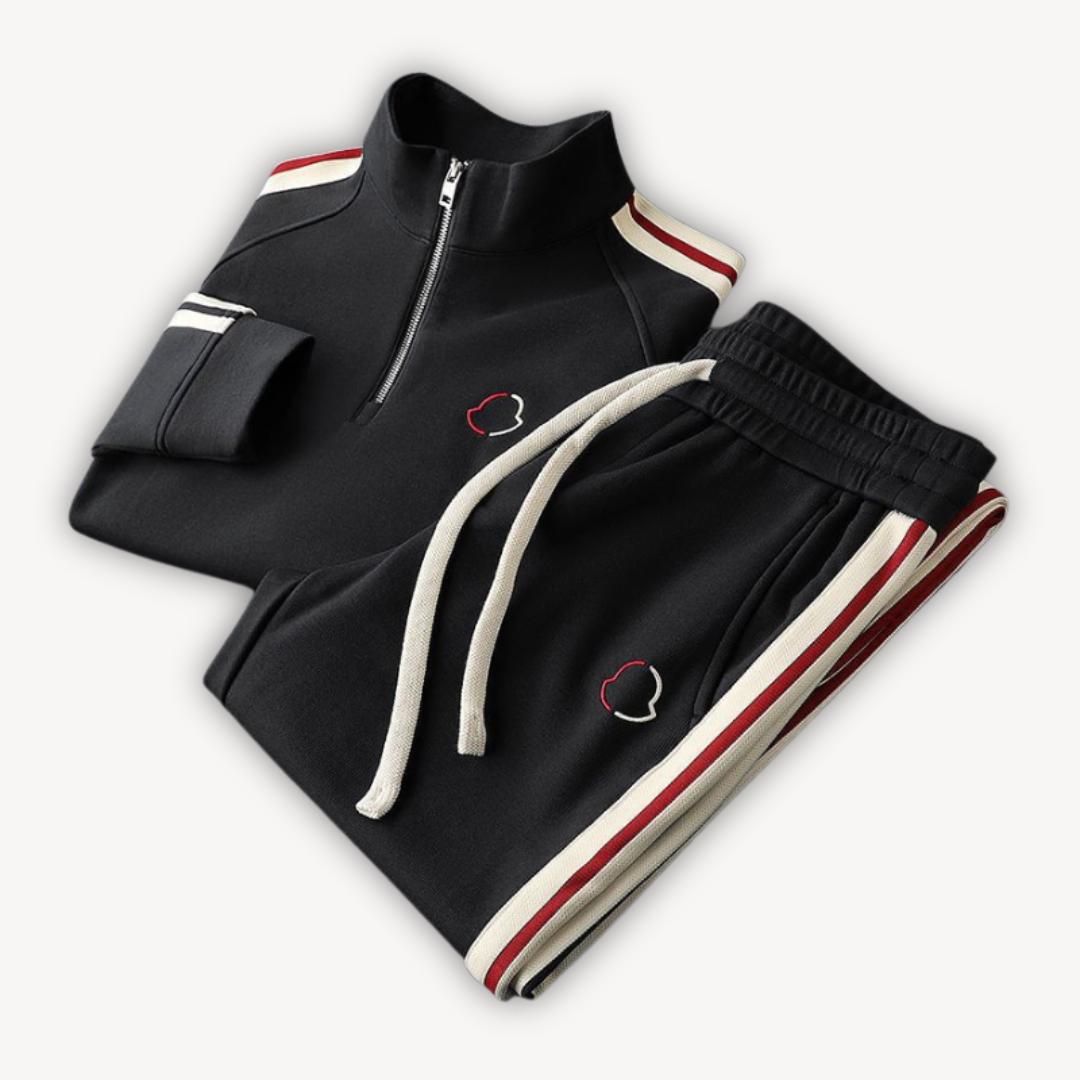 Tanzanix | Cotton blend tracksuit with half-zip top-Apparel & Accessories > Clothing > Outfit Sets-Tanzanix