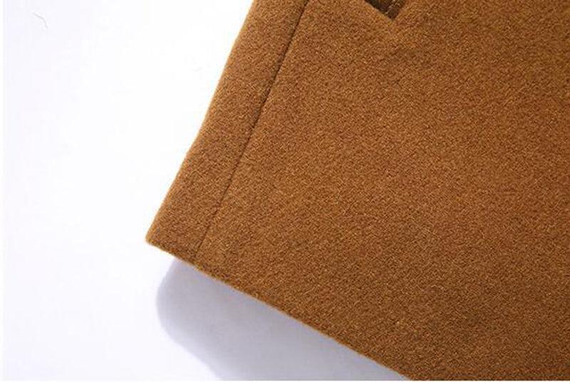 Tanzanix | Detachable scarf woolen coat with tailored fit-Apparel & Accessories > Clothing > Outerwear > Coats & Jackets > Overcoats-Tanzanix
