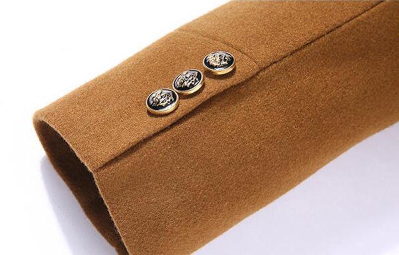 Tanzanix | Detachable scarf woolen coat with tailored fit-Apparel & Accessories > Clothing > Outerwear > Coats & Jackets > Overcoats-Tanzanix