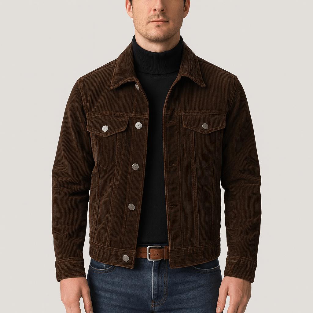 Tanzanix | Durable corduroy denim work jacket-Apparel & Accessories > Clothing > Outerwear > Coats & Jackets-Brown-S-Tanzanix