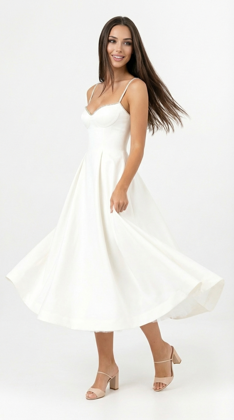 Tanzanix | Elegant multi-layered tulle midi dress-Apparel & Accessories > Clothing > Dresses-Tanzanix