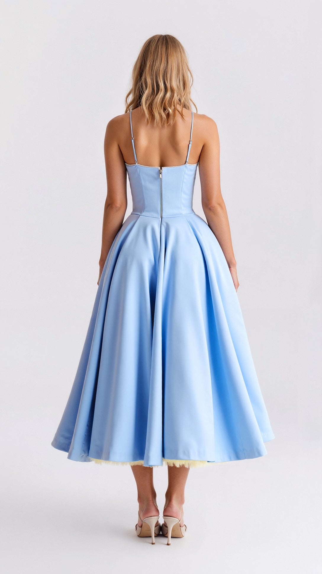 Tanzanix | Elegant multi-layered tulle midi dress-Apparel & Accessories > Clothing > Dresses-Tanzanix