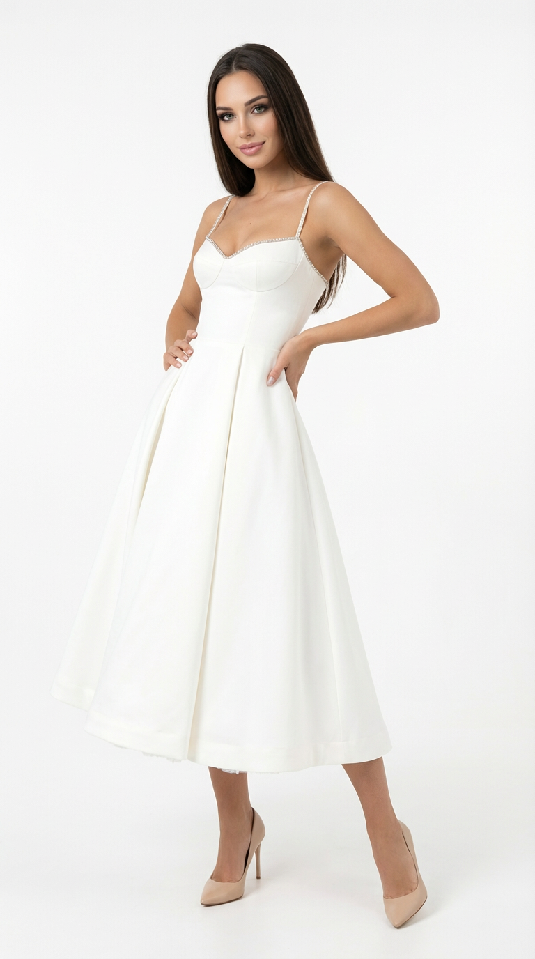 Tanzanix | Elegant multi-layered tulle midi dress-Apparel & Accessories > Clothing > Dresses-White-XS-Tanzanix