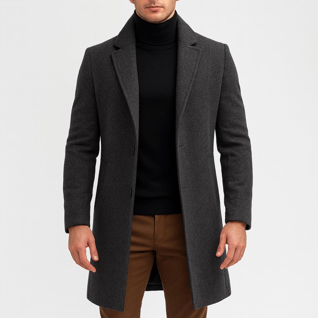 Tanzanix | Elegant tailored woolen coat-Apparel & Accessories > Clothing > Outerwear > Coats & Jackets > Overcoats-Grey-S-Tanzanix