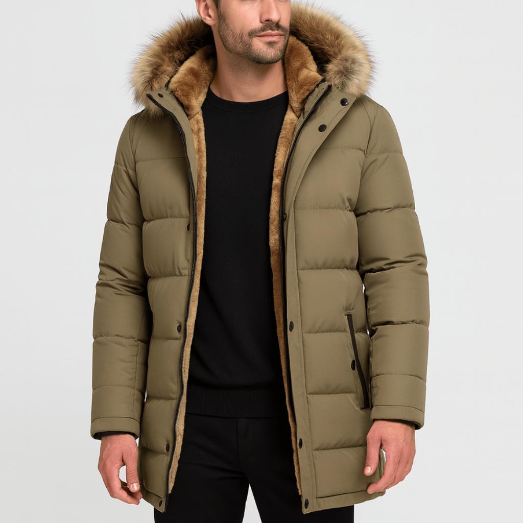Tanzanix | Fleece-lined puffer jacket-Apparel & Accessories > Clothing > Outerwear > Coats & Jackets > Puffer Jackets-Khaki-S-Tanzanix