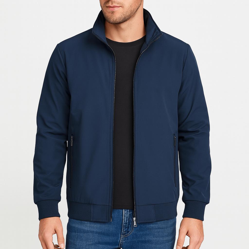 Tanzanix | High collar softshell jacket, lightweight design-Apparel & Accessories > Clothing > Outerwear > Coats & Jackets-Blue-M-Tanzanix