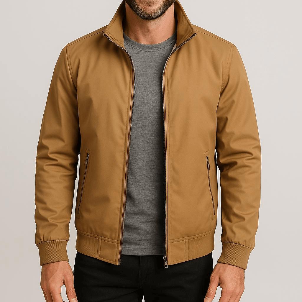 Tanzanix | High collar softshell jacket, lightweight design-Apparel & Accessories > Clothing > Outerwear > Coats & Jackets-Khaki-M-Tanzanix