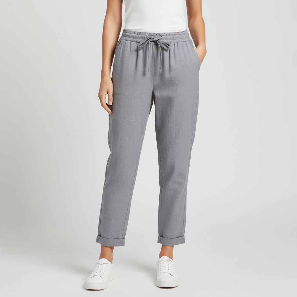 Tanzanix | High-waisted loose trousers-Apparel & Accessories > Clothing > Pants > Trousers-Gray-XS-Tanzanix