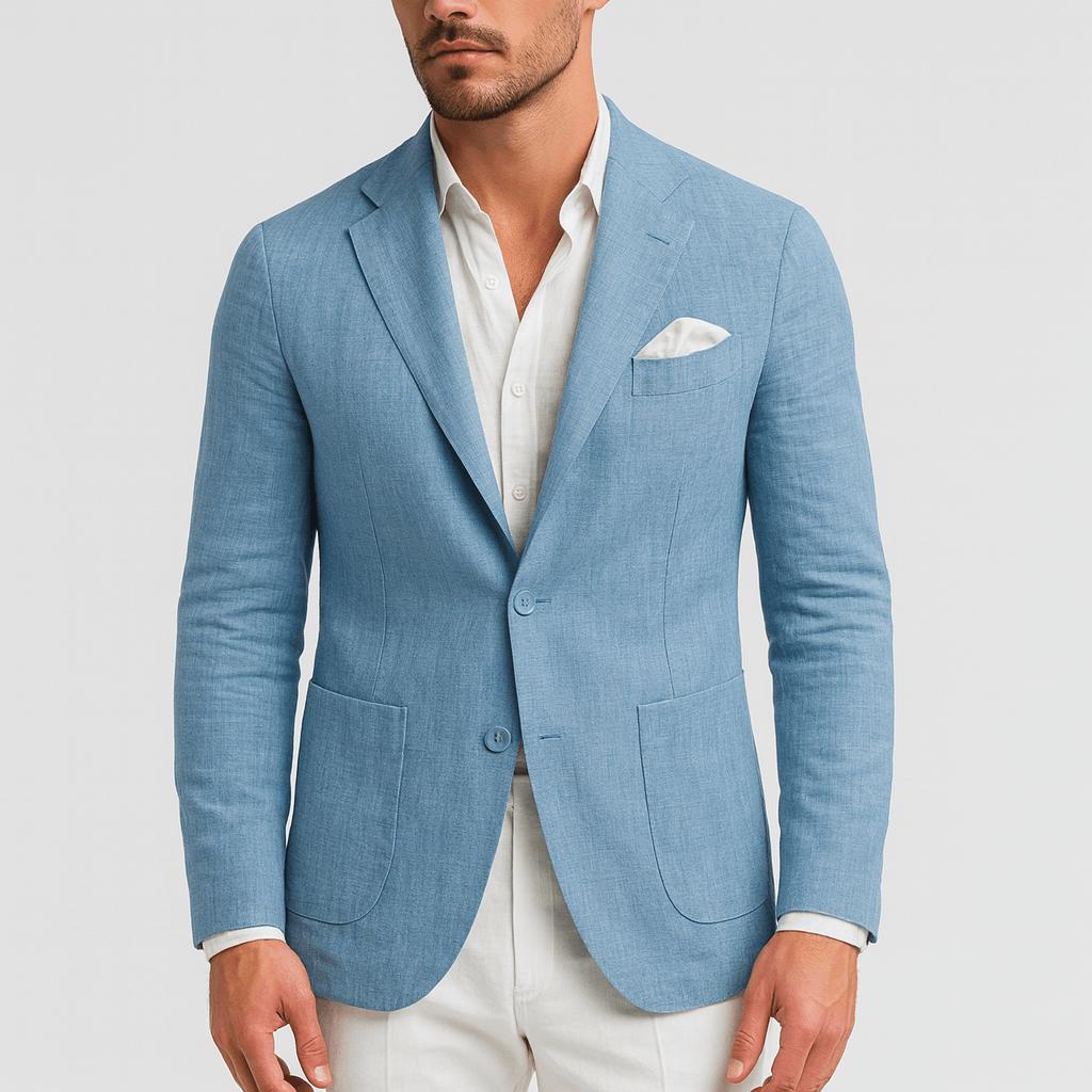 Tanzanix | Lightweight linen blazer-Apparel & Accessories > Clothing > Outerwear > Coats & Jackets > Sport Jacket-Blue-S-Tanzanix