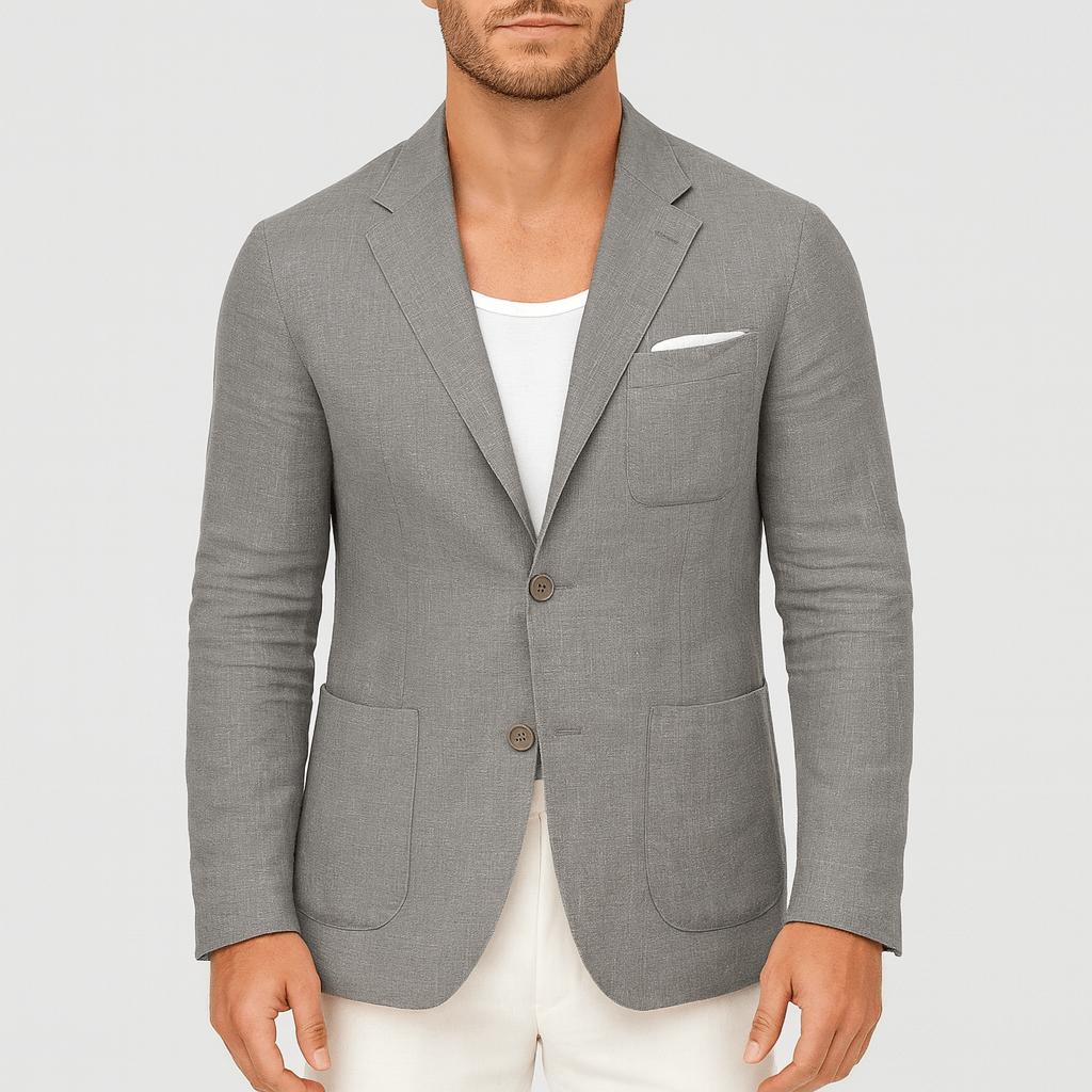 Tanzanix | Lightweight linen blazer-Apparel & Accessories > Clothing > Outerwear > Coats & Jackets > Sport Jacket-Gray-S-Tanzanix
