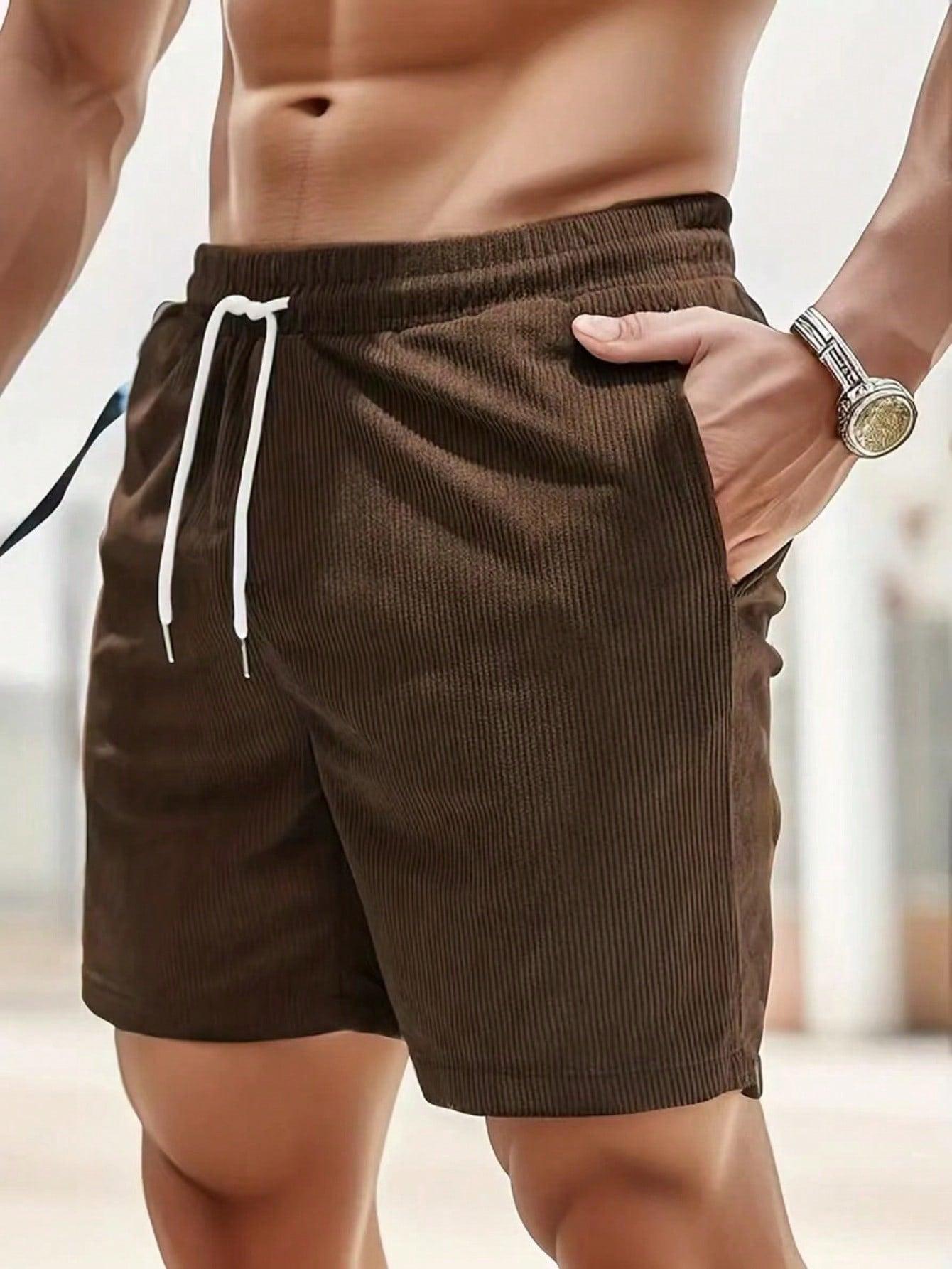 Tanzanix | Loose fit shorts with adjustable drawstring-Apparel & Accessories > Clothing > Shorts-Brown-XS-Tanzanix