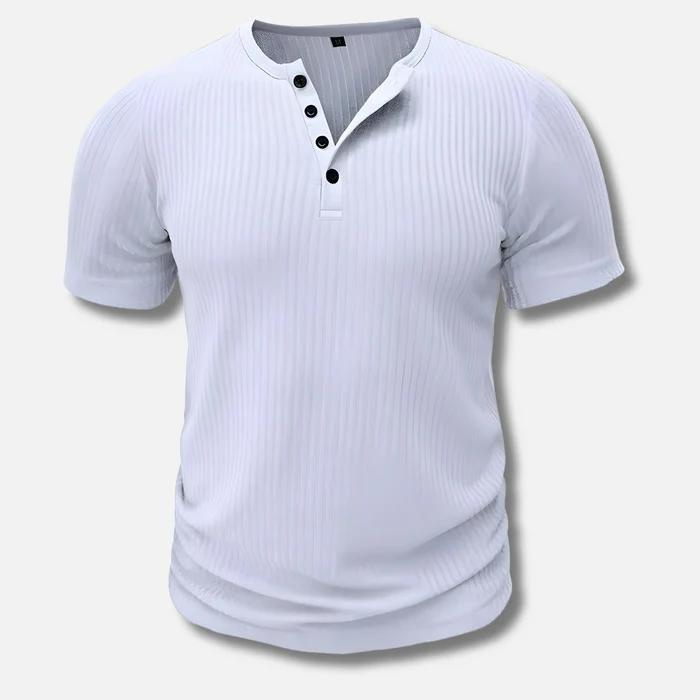 Tanzanix | Muscle fit Henley shirt-Apparel & Accessories > Clothing > Clothing Tops > Shirts-White-S-Tanzanix