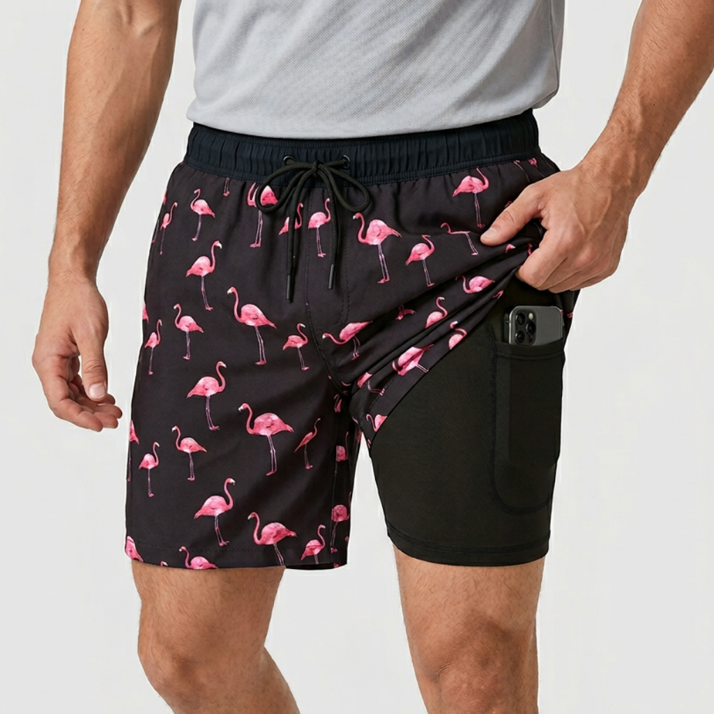 Tanzanix | Quick-drying swim shorts with compression layer-Apparel & Accessories > Clothing > Swimwear-Black-S-Tanzanix