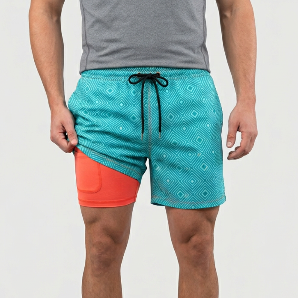 Tanzanix | Quick-drying swim shorts with compression layer-Apparel & Accessories > Clothing > Swimwear-Blue-green-S-Tanzanix