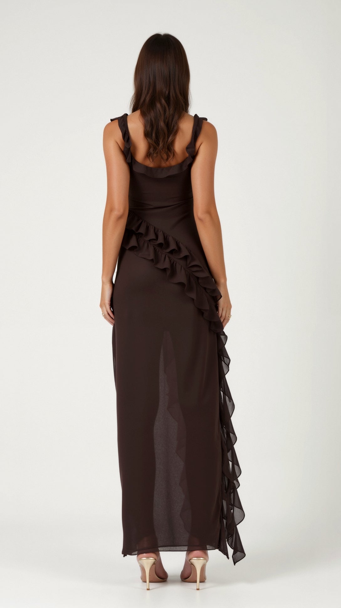 Tanzanix | Ruffled Maxi Dress with High Slit-Apparel & Accessories > Clothing > Dresses-Tanzanix