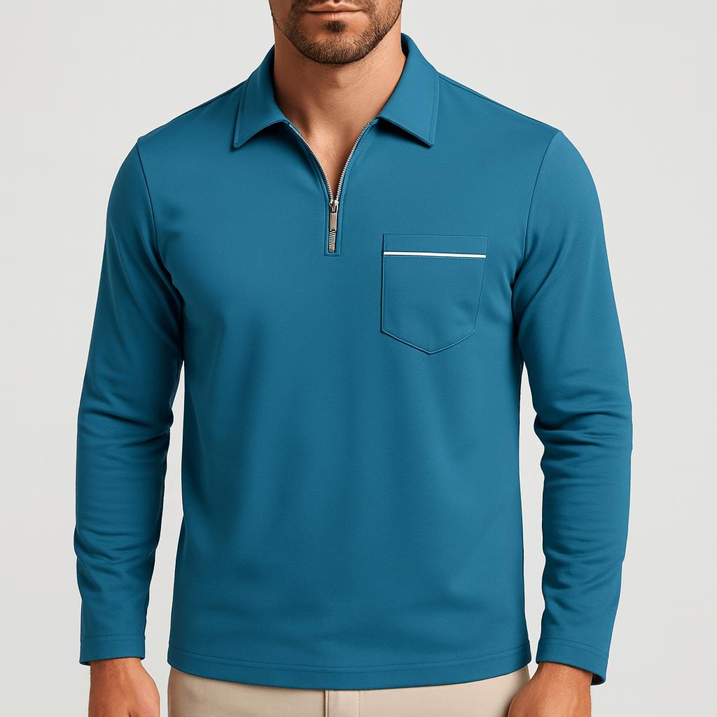 Tanzanix | Solid half-zip lapel long sleeve sweater-Apparel & Accessories > Clothing > Clothing Tops > Sweaters-Blue-S-Tanzanix