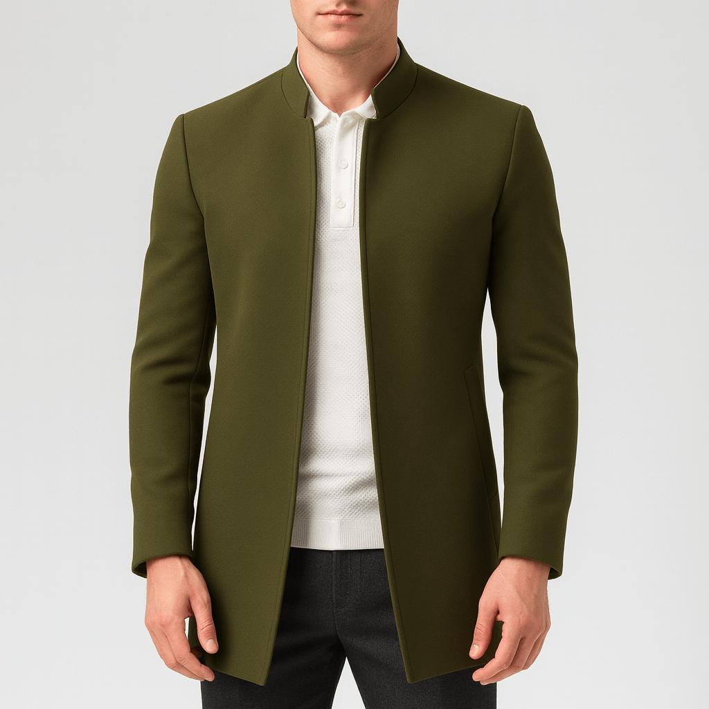 Tanzanix | Structured slim lapel jacket-Apparel & Accessories > Clothing > Outerwear > Coats & Jackets > Sport Jackets-Army Green-S-Tanzanix
