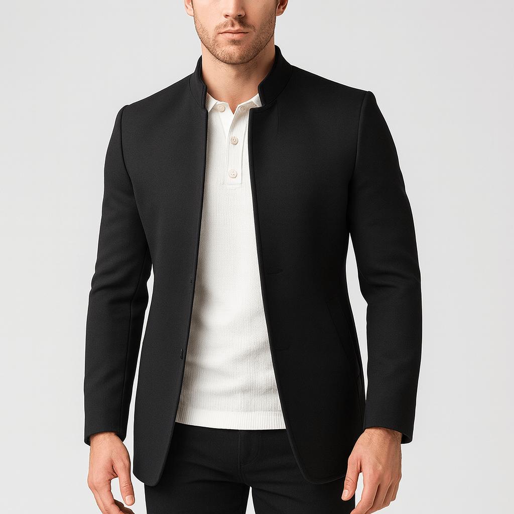 Tanzanix | Structured slim lapel jacket-Apparel & Accessories > Clothing > Outerwear > Coats & Jackets > Sport Jackets-Black-S-Tanzanix