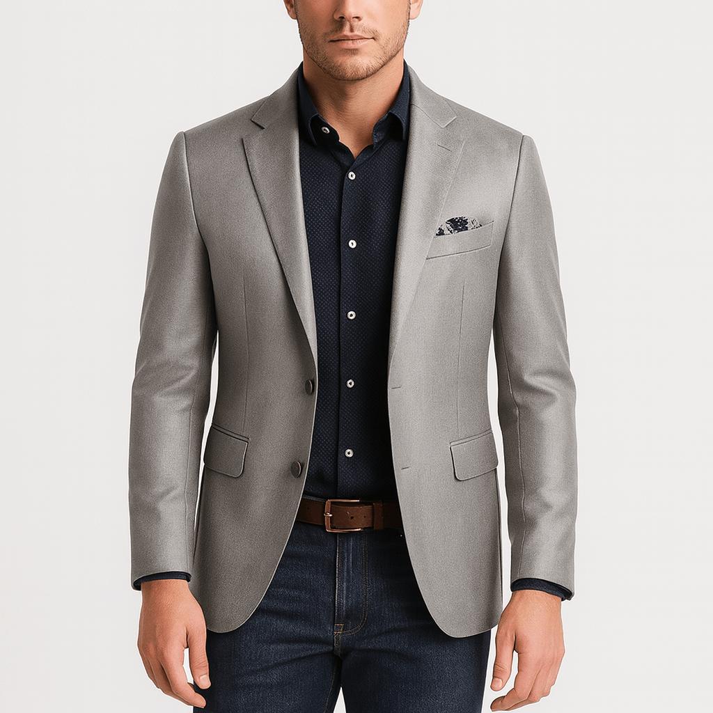 Tanzanix | Tailored fit blazer with notched lapels-Apparel & Accessories > Clothing > Outerwear > Coats & Jackets > Sport Jackets-Sterling Gray-S-Tanzanix