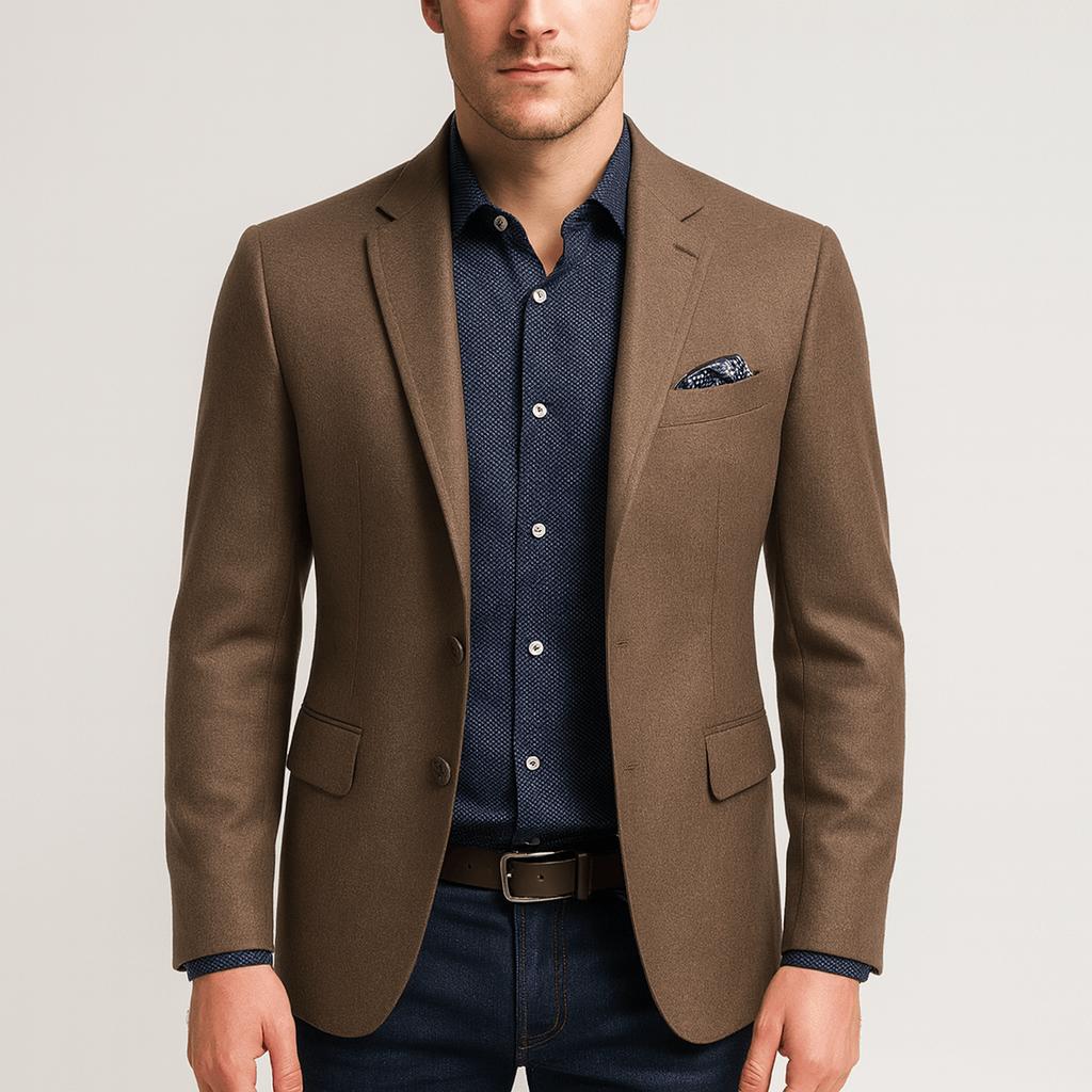 Tanzanix | Tailored fit blazer with notched lapels-Apparel & Accessories > Clothing > Outerwear > Coats & Jackets > Sport Jackets-Walnut Brown-S-Tanzanix