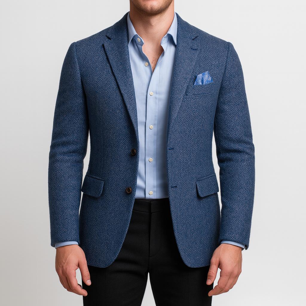 Tanzanix | Tailored fit wool blend blazer-Apparel & Accessories > Clothing > Outerwear > Coats & Jackets > Sport Jackets-Blue-S-Tanzanix