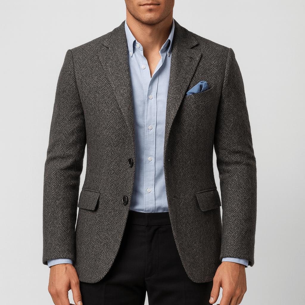 Tanzanix | Tailored fit wool blend blazer-Apparel & Accessories > Clothing > Outerwear > Coats & Jackets > Sport Jackets-Gray-S-Tanzanix