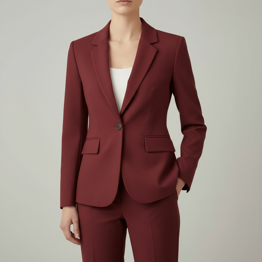 Tanzanix | Tailored stretch blazer-Apparel & Accessories > Clothing > Outerwear > Coats & Jackets-Burgundy-S-Tanzanix