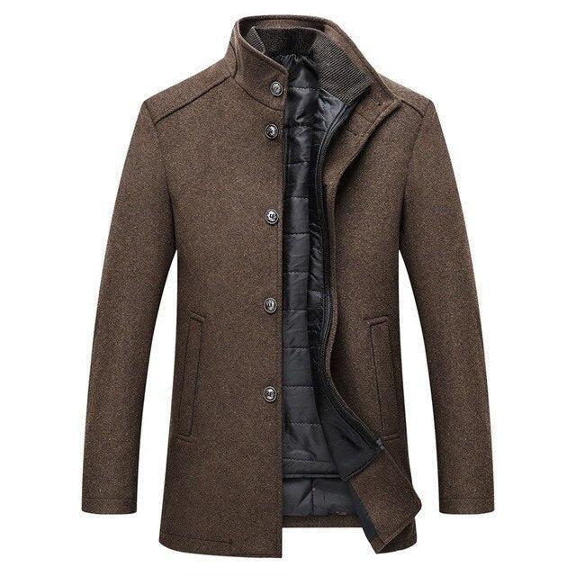 Tanzanix | Thick single breasted woolen coat-Apparel & Accessories > Clothing > Outerwear > Coats & Jackets > Overcoats-Camel-S-Tanzanix