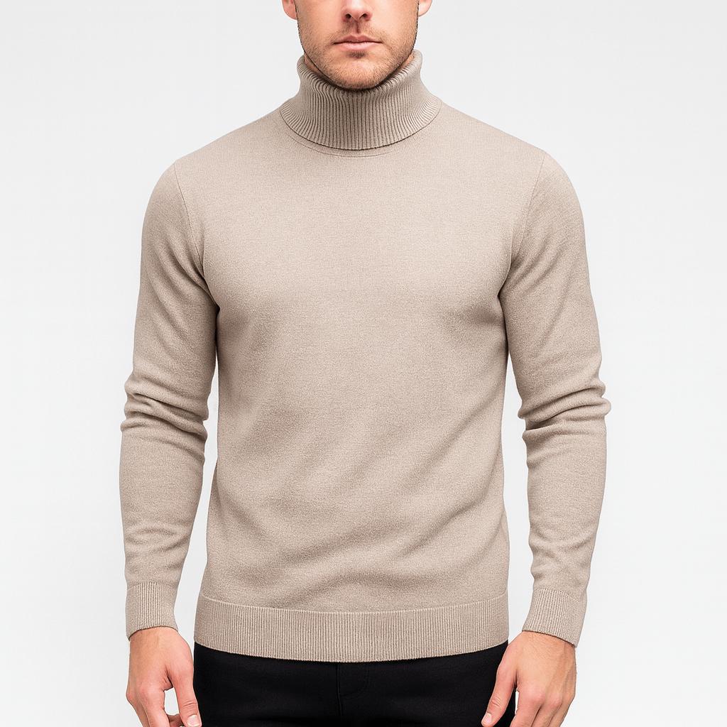 Tanzanix | Turtleneck sweater with long sleeves-Apparel & Accessories > Clothing > Clothing Tops > Sweaters-Beige-M-Tanzanix