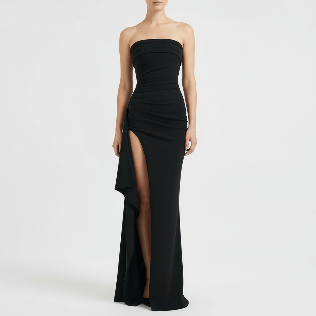 Tanzanix | Twisted maxi dress in lightweight fabric-Apparel & Accessories > Clothing > Dresses-Black-S-Tanzanix