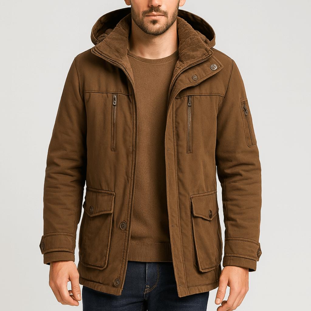 Tanzanix | Urban parka jacket with robust construction and sleek design-Apparel & Accessories > Clothing > Outerwear > Coats & Jackets > Parkas-Brown-M-Tanzanix