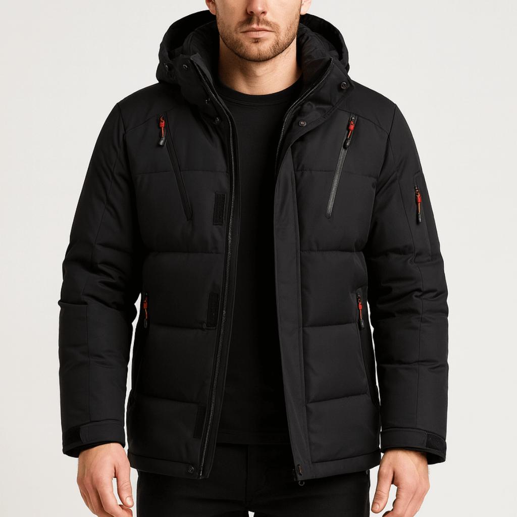 Tanzanix | Warm puffer jacket with adjustable hood-Puffer Jackets-Black-M-Tanzanix