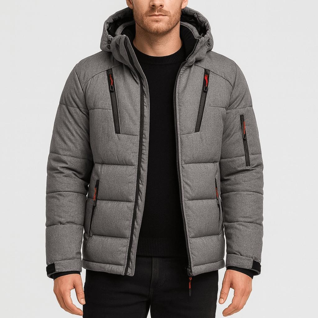 Tanzanix | Warm puffer jacket with adjustable hood-Puffer Jackets-Gray-M-Tanzanix