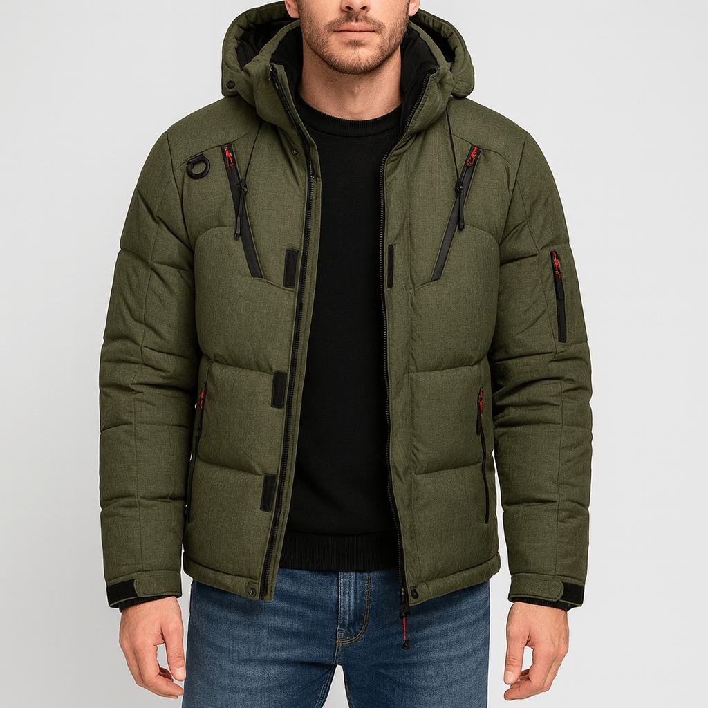 Tanzanix | Warm puffer jacket with adjustable hood-Puffer Jackets-Green-M-Tanzanix
